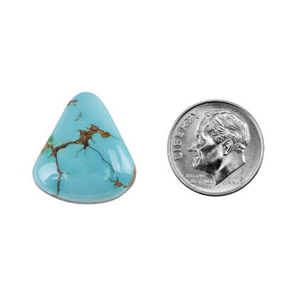 Royston Turquoise Gemstone - Freeform Cabochon 20mm x 19mm - Pkg/1 with dime