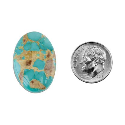 Royston Turquoise Gemstone - Oval Cabochon 26mm x 18mm - Pkg/1 with dime