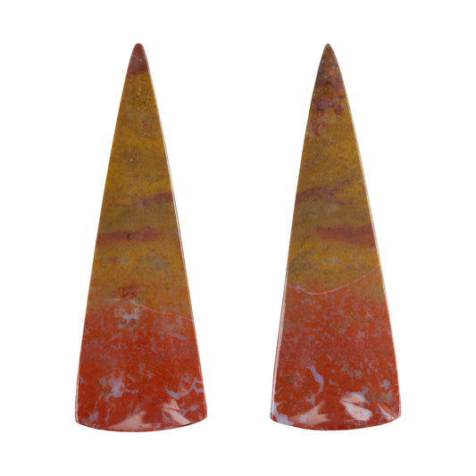 Brecciated Jasper Gemstone - Cabochon Freeform Matched Pair 41mm x 14mm