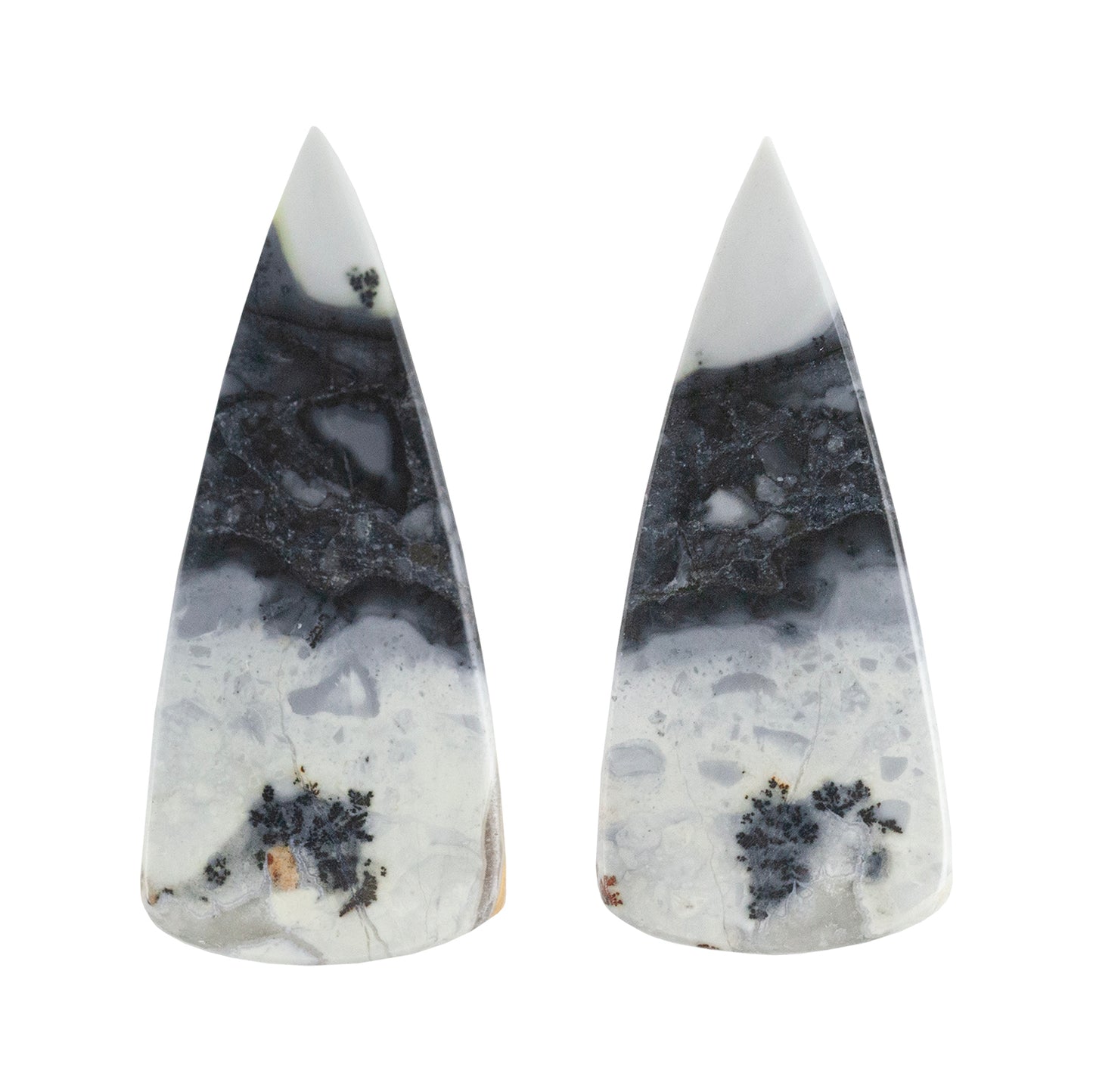 Brecciated Jasper Gemstone - Cabochon Freeform Matched Pair 32mm x 14mm