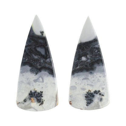 Brecciated Jasper Gemstone - Cabochon Freeform Matched Pair 32mm x 14mm