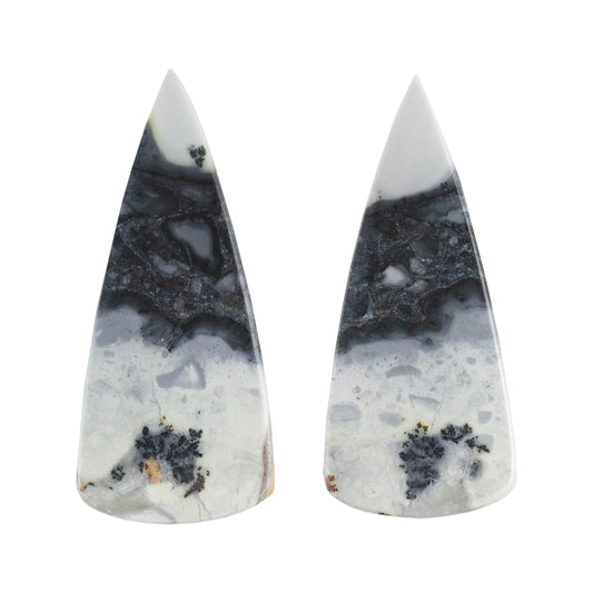 Brecciated Jasper Gemstone - Cabochon Freeform Matched Pair 32mm x 14mm