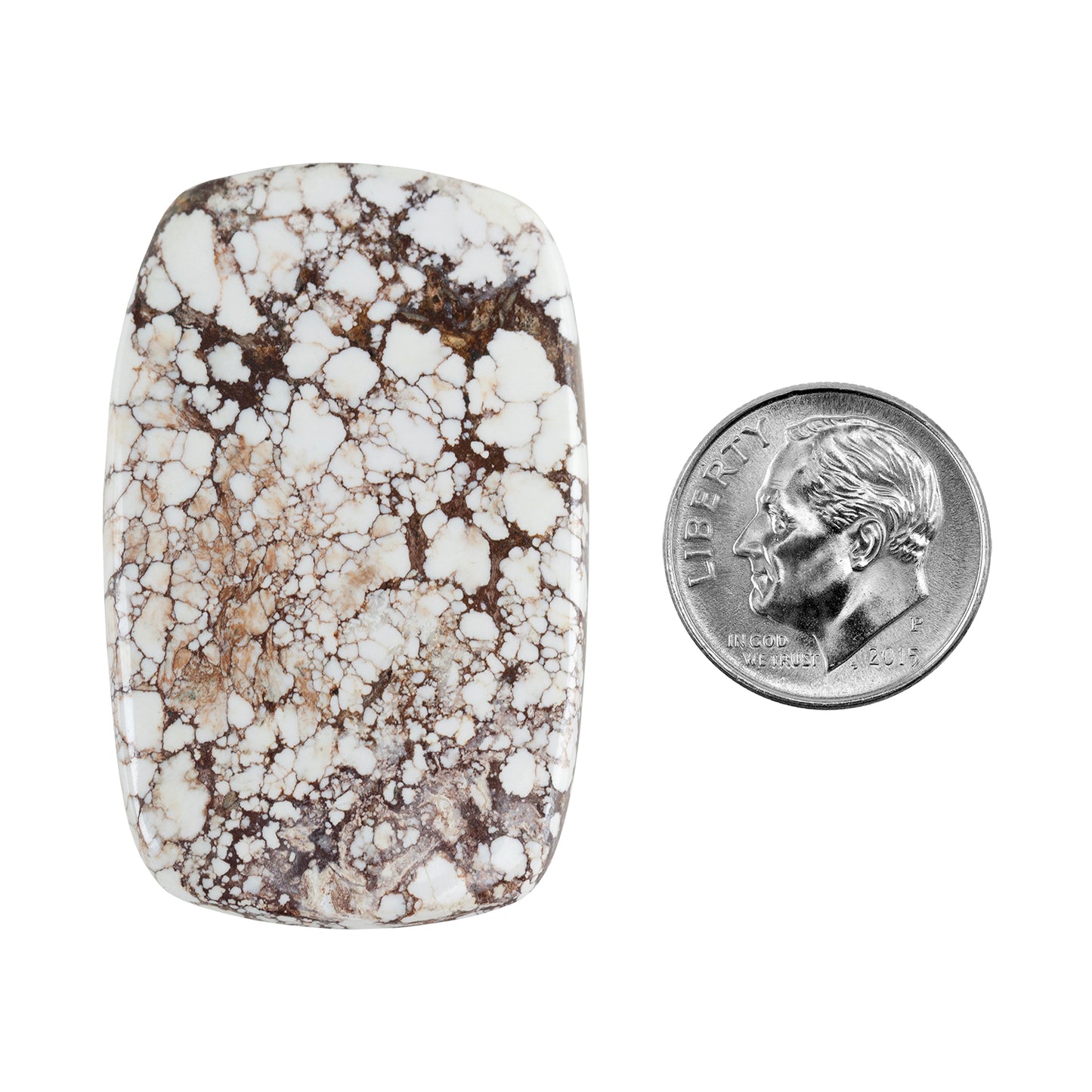 White Buffalo Gemstone - Freeform Cabochon 43mm x 27mm Pkg/1 with dime