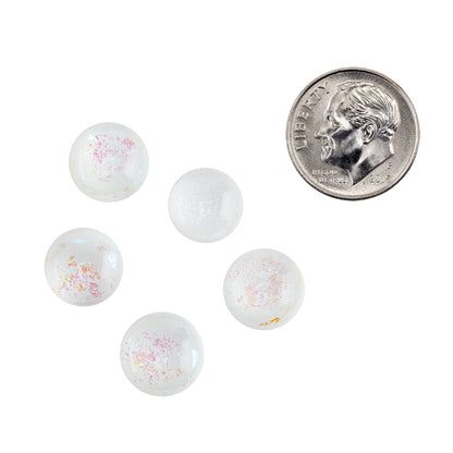 Dichroic Cabochons - White Opal - Round small with dime