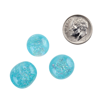 Dichroic Cabochons - Aqua Opal - Round medium with dime