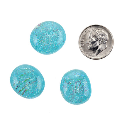 Dichroic Cabochons - Aqua Opal - Round large with dime