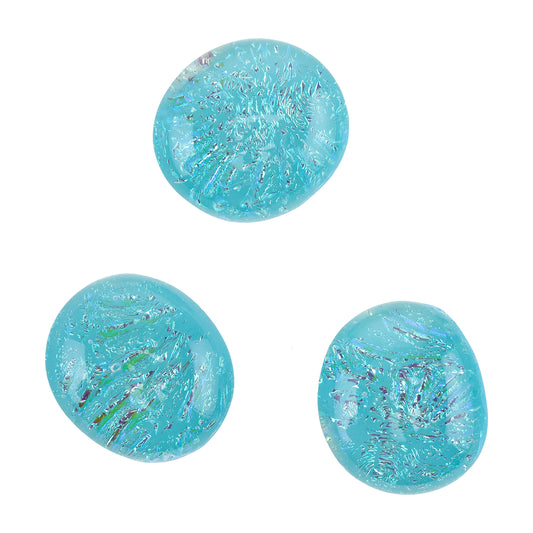 Dichroic Cabochons - Aqua Opal - Round
