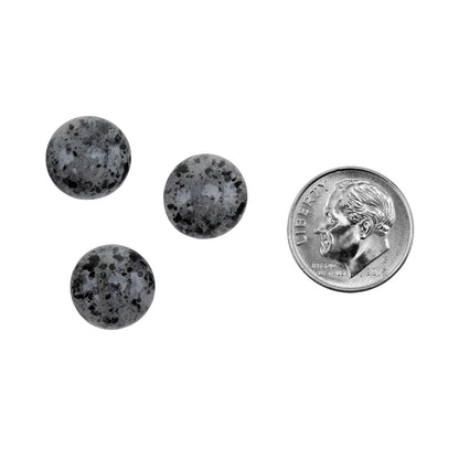 round Colored Glass Cabochon - Black Speckle with dime