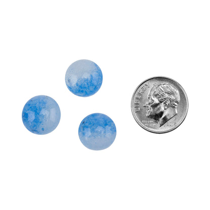 round Colored Glass Cabochon - Light Blue Speckle with dime