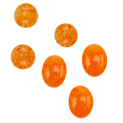 round and oval Colored Glass Cabochon - Orange Speckle