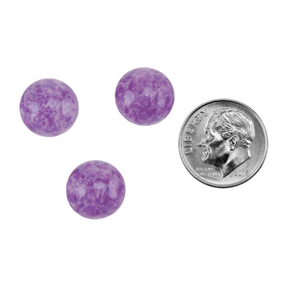 round Colored Glass Cabochon - Purple Speckle with dime