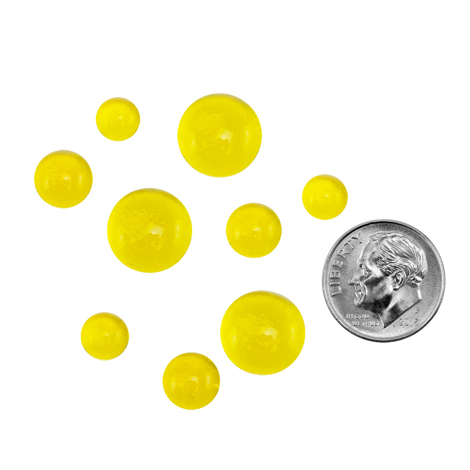 Colored Glass Cabochon - Yellow - Round with dime