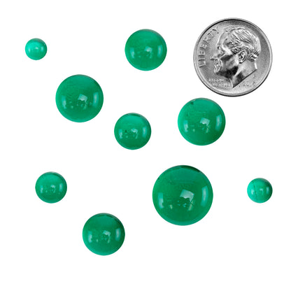 Colored Glass Cabochon - Emerald Green - Round with dime