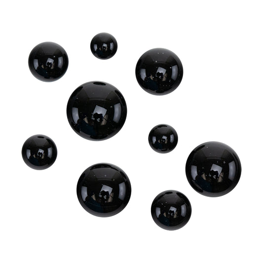 Colored Glass Cabochon - Black - Round