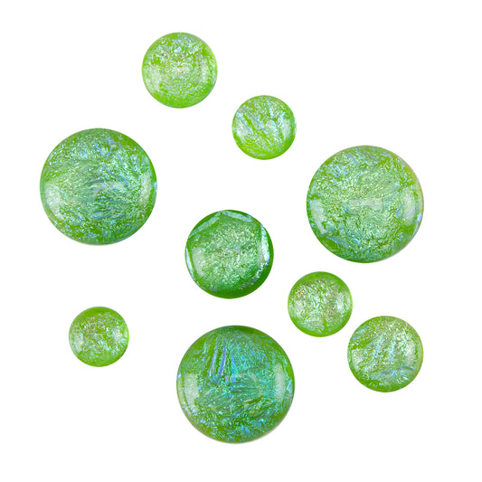 Dichroic Cabochons - Spring Green Fireworks - Round