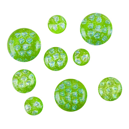 Dichroic Cabochons - Spring Green Geometrics - Round