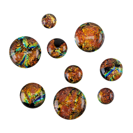 Dichroic Cabochons - Black Copper - Round