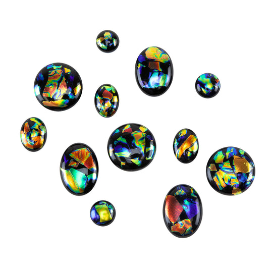 Dichroic Cabochons - Black Opalescent - Cool Tools