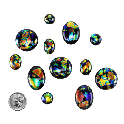 Dichroic Cabochons - Black Opalescent - Cool Tools