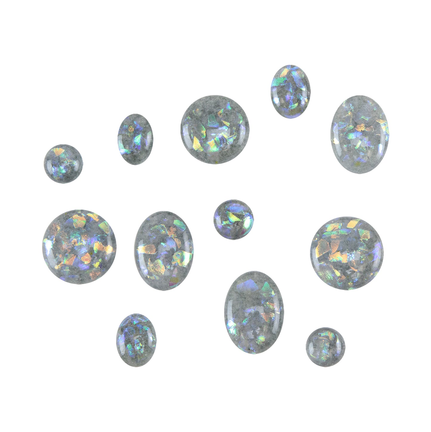 Dichroic Cabochons - Light Silver Grey