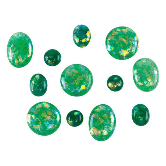Dichroic Cabochons - Emerald Green Transparent