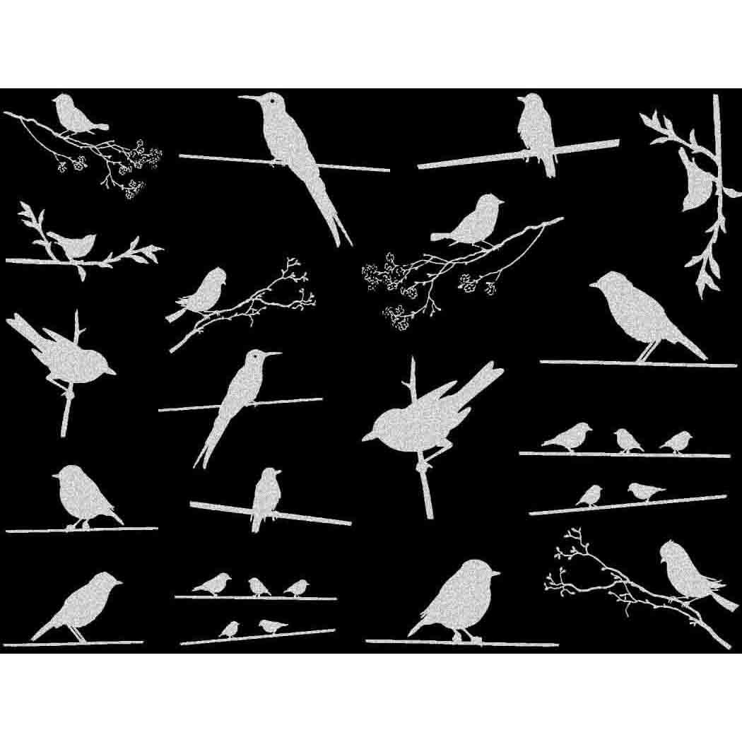 Enamel, Ceramic & Glass Decals - Birds on a Wire mica white