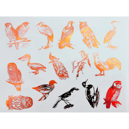 Enamel, Ceramic & Glass Decals - Mixed Birds copper