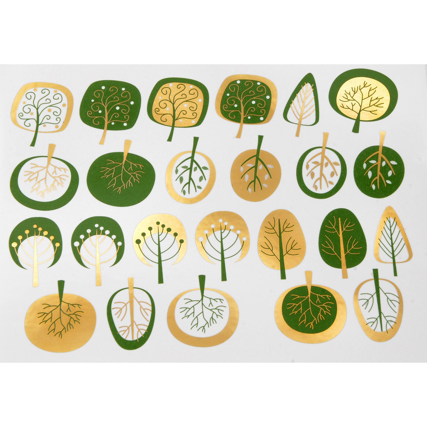 Enamel, Ceramic & Glass Decals - Two Color Modern Trees green gold