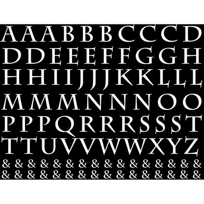 Enamel, Ceramic & Glass Decals - Medieval Alphabet mica white