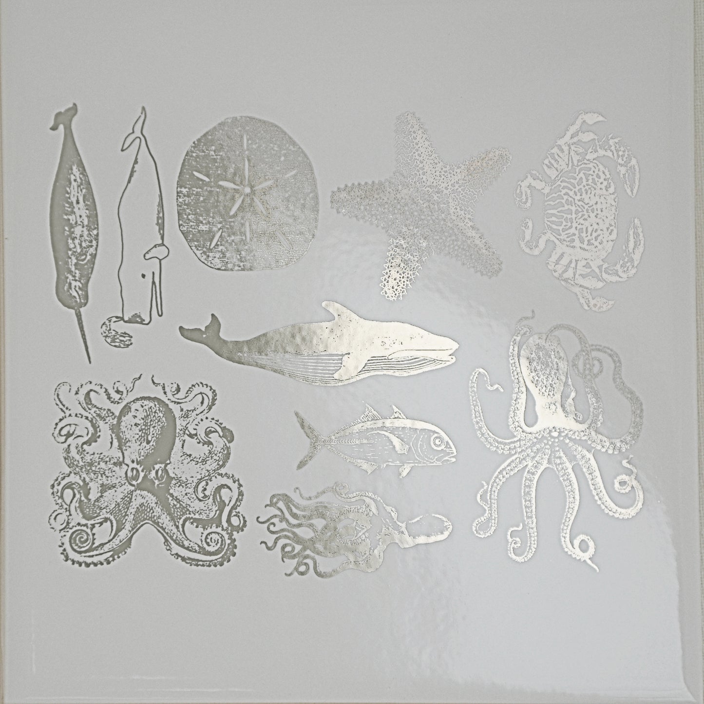 Enamel, Ceramic & Glass Decals - Mixed Sea Life silver