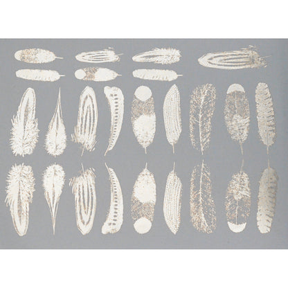 Enamel, Ceramic & Glass Decals - Feathers silver