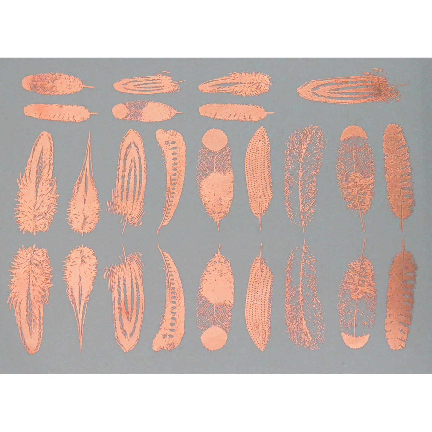 Enamel, Ceramic & Glass Decals - Feathers copper