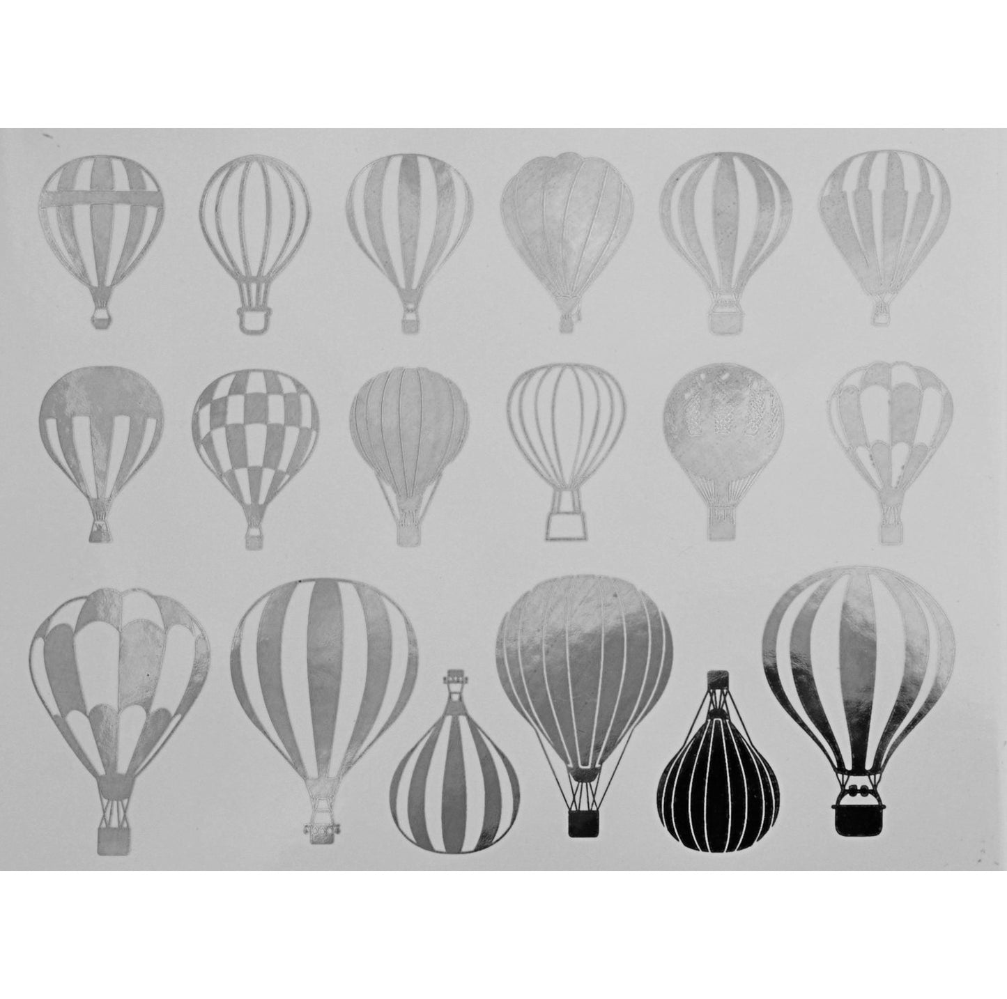 Enamel, Ceramic & Glass Decals - Hot Air Balloon silver