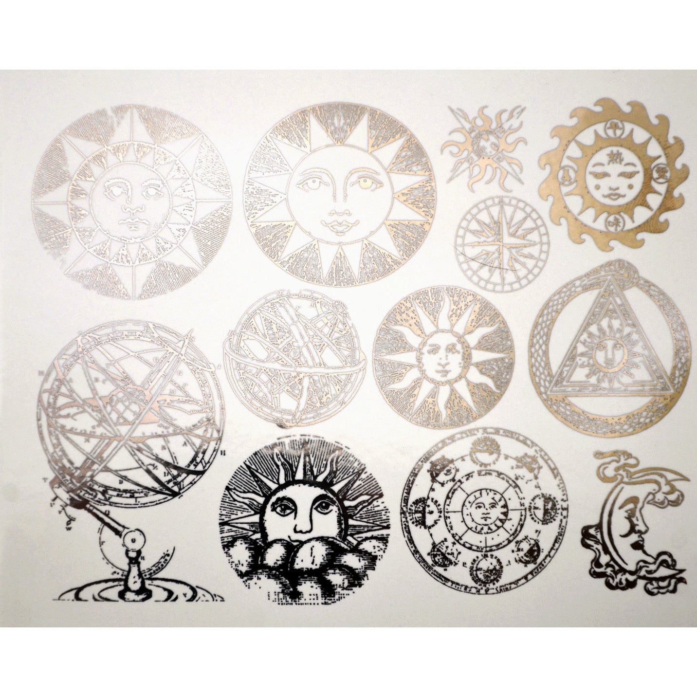 Enamel, Ceramic & Glass Decals - Astronomy gold