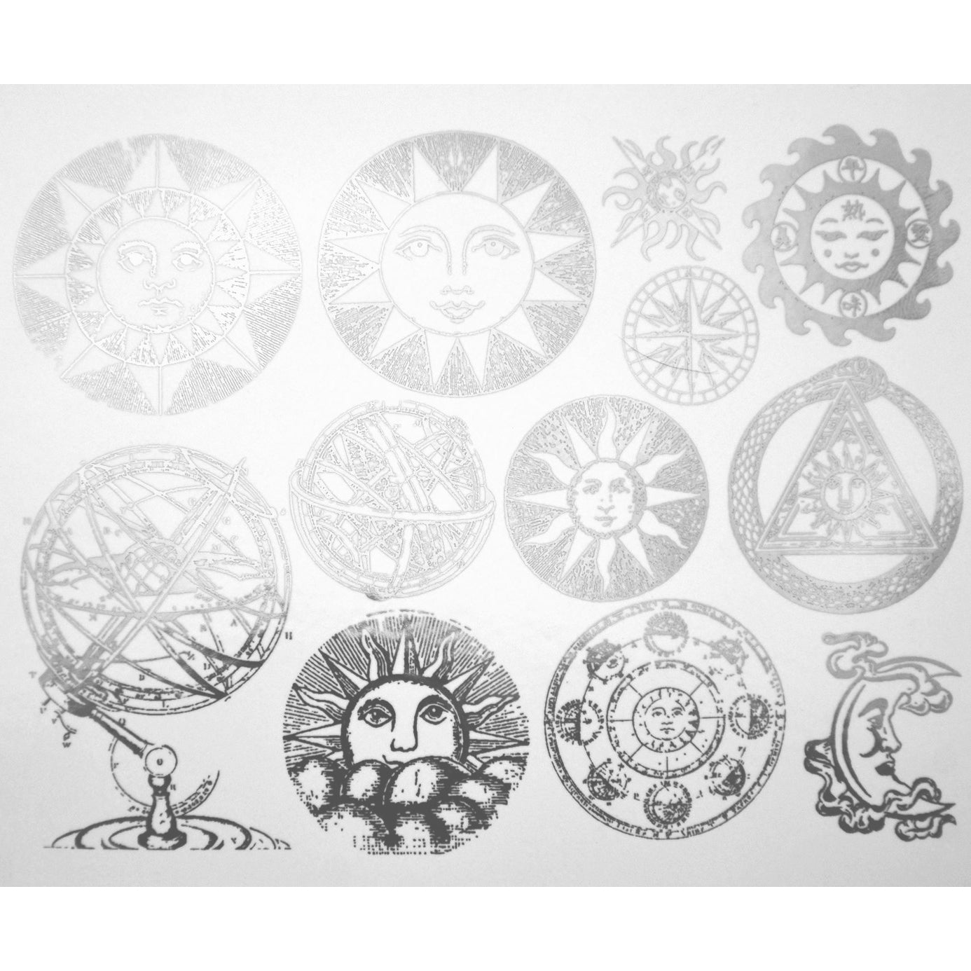 Enamel, Ceramic & Glass Decals - Astronomy silver