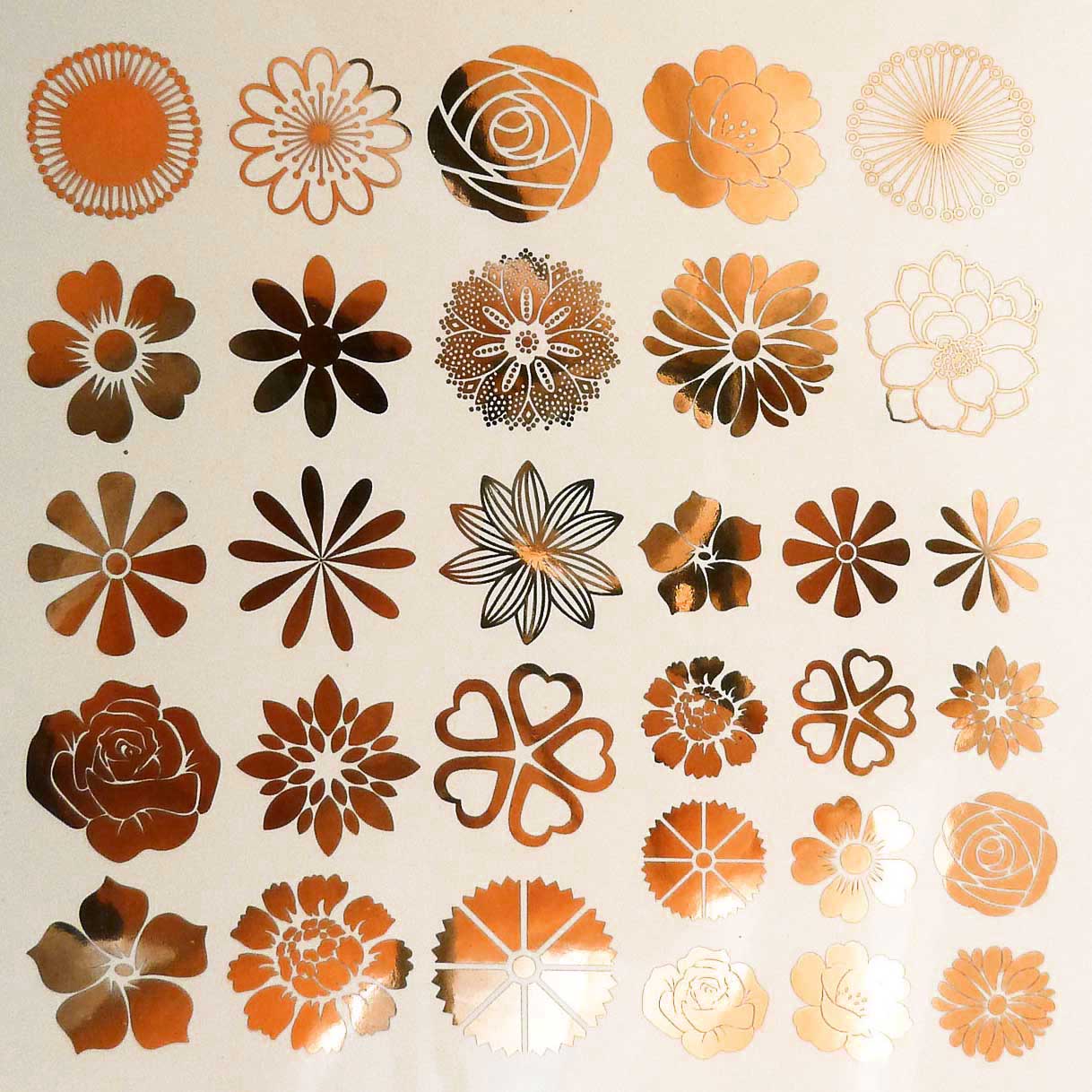 Enamel, Ceramic & Glass Decals - Small Flowers copper