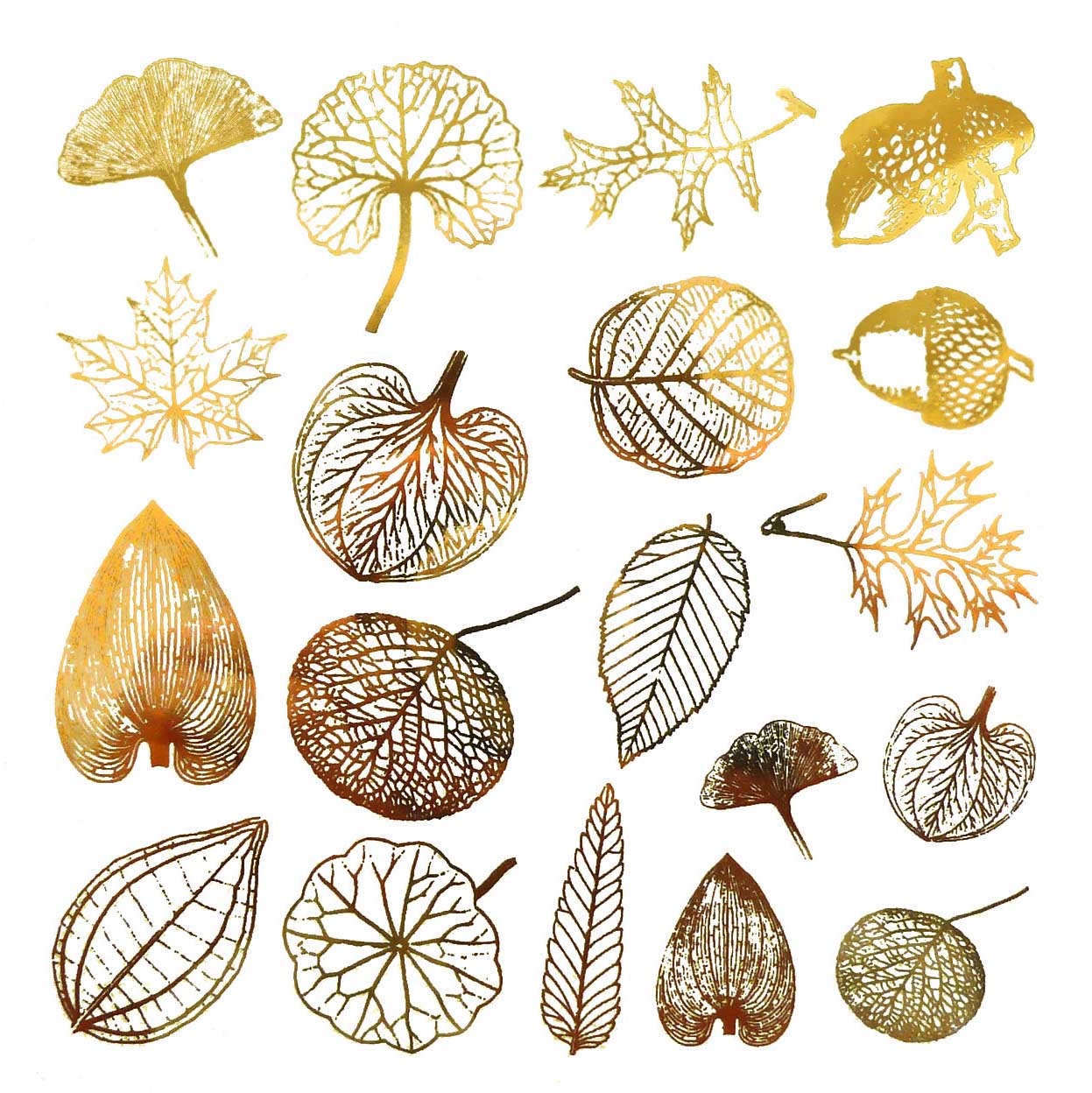 Enamel, Ceramic & Glass Decals - Small Leaves gold