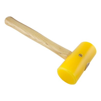 Mallet - Plastic - Weighted 9 oz

Use to minimize distortion to a struct surface. Weighted head provides more force to each blow.

This plastic head mallet is made of a non-porous material that will not mar and is easily cleaned. Excellent for applications with precious metal where marring is a problem. This seasoned hardwood handle gives the user a sure grip.