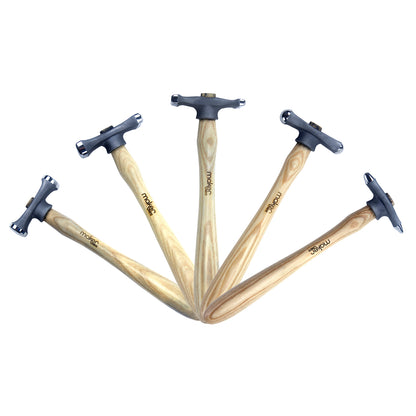 Fretz Maker Hammer Set

These hammers are ideal for precise, intricate metal work and for creating custom bezels and small vessel forms. Scaled down from the larger Silversmith versions, these hammers serve a variety of jewelers' metal forming needs.&nbsp;
The Maker line is made with a signature 420 stainless steel and have polished faces ready for use. The handles are North American ash with the logo on the handle.