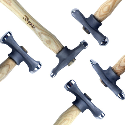 Fretz Maker Hammer Set

These hammers are ideal for precise, intricate metal work and for creating custom bezels and small vessel forms. Scaled down from the larger Silversmith versions, these hammers serve a variety of jewelers' metal forming needs.&nbsp;
The Maker line is made with a signature 420 stainless steel and have polished faces ready for use. The handles are North American ash with the logo on the handle.