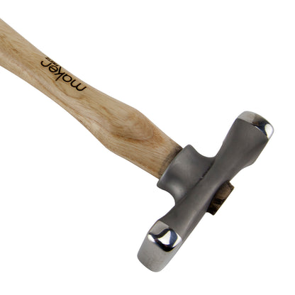 Fretz - Maker Wide Raising Hammer

The Maker Wide Raising Hammer is useful for raising small vessels or bowls from flat stock. It is also a forging hammer used to draw out wire or thin sheet metal. It creates seamless forms with no thinning—perfect for hammering concave curves.
Each hammer in the Maker line is made with a signature 420 stainless steel and have polished faces ready for use. The handles are North American ash with the logo on the handle.