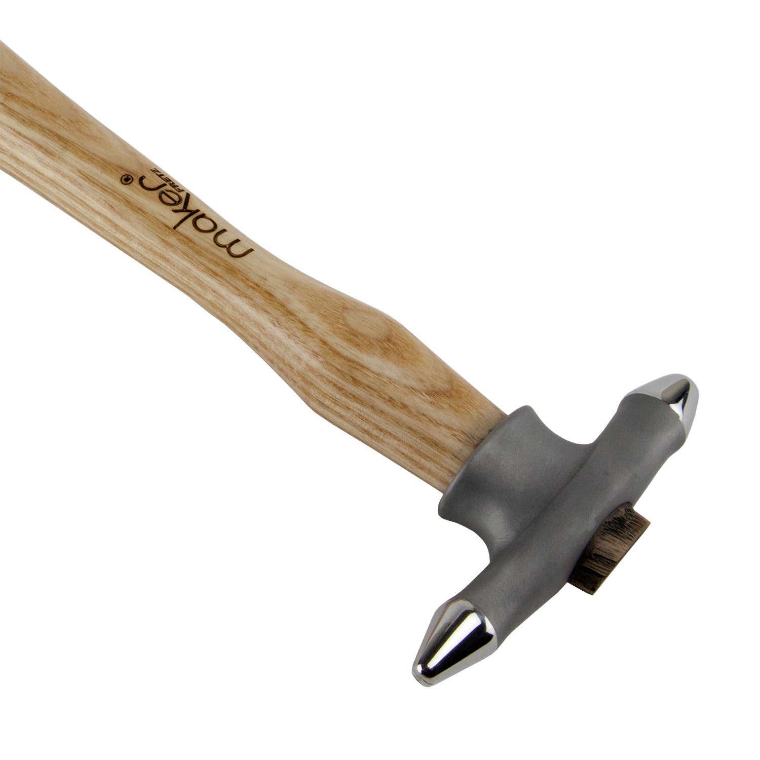 Fretz - Maker Small Embossing Hammer

The Maker Small Embossing Hammer has two round ends but they are much smaller than the Large Embossing Hammer. The smaller ends make interesting textures on smaller shapes where larger hammers would overwhelm the project.
Each hammer in the Maker line is made with a signature 420 stainless steel and have polished faces ready for use. The handles are North American ash with the logo on the handle.