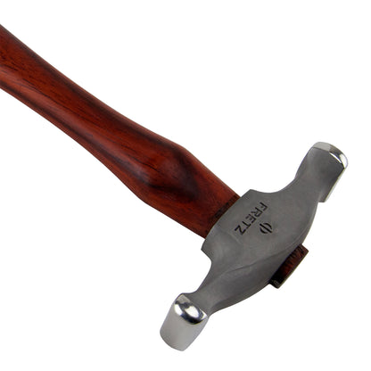 Fretz Wide Raising Hammer&nbsp;

The Wide Raising Hammer can be used to raise sheet metal into a bowl against a wooden stake or a metal T-stake. Is is also useful for raising in cylinders to form a concave shape. This hammer also makes it possible to planish subtle concave shapes. Made of 420 stainless steel and Padauk wood.