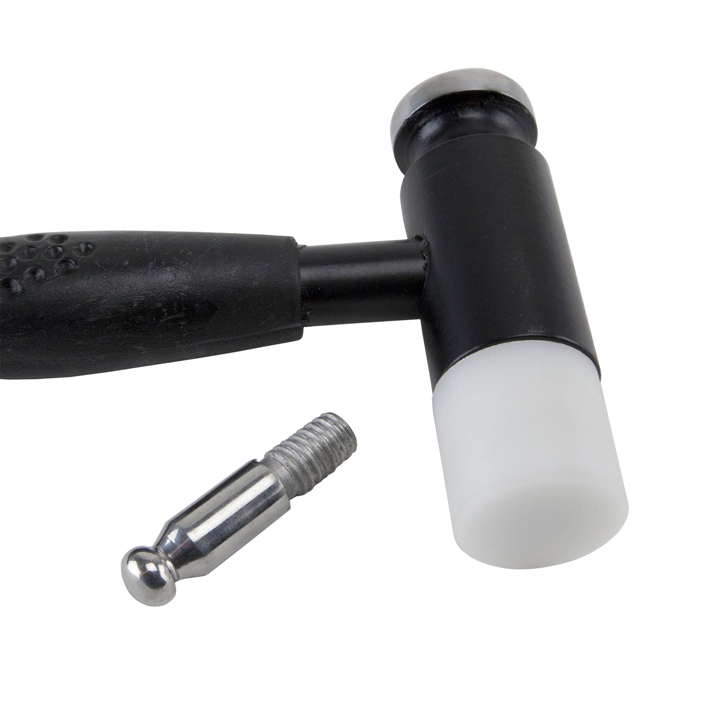 Whammer Hammer

Wire jewelry hammer with two interchangeable heads. Extra weight in the head reduces the striking power needed to achieve great results. Short ergo handle enables a perfect grip and improved striking accuracy. Features a fixed convex steel head plus interchangeable nylon flat head and steel Dapping head. Can be used on 20 gauge wire and larger.