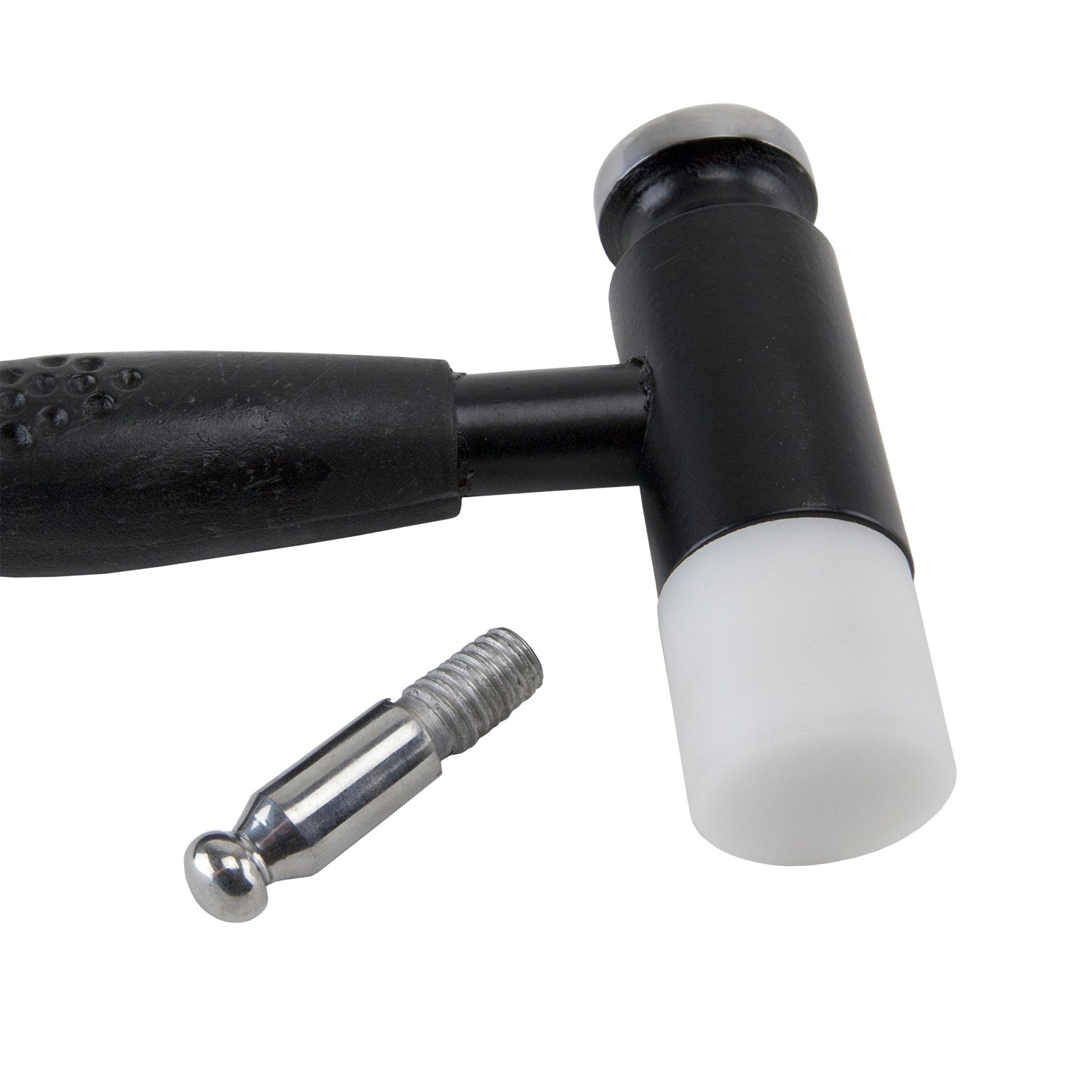 Whammer Hammer

Wire jewelry hammer with two interchangeable heads. Extra weight in the head reduces the striking power needed to achieve great results. Short ergo handle enables a perfect grip and improved striking accuracy. Features a fixed convex steel head plus interchangeable nylon flat head and steel Dapping head. Can be used on 20 gauge wire and larger.