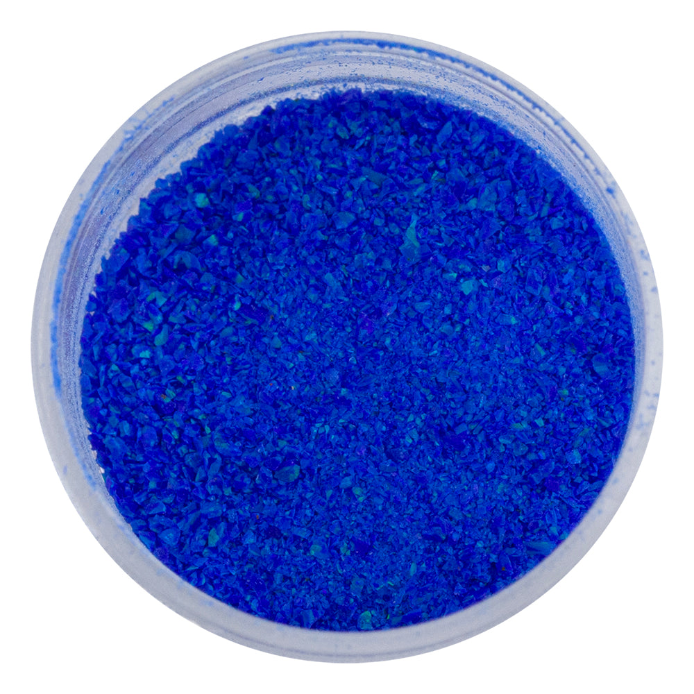 open jar of Crushed Royal Blue Opal Gemstone - 1g