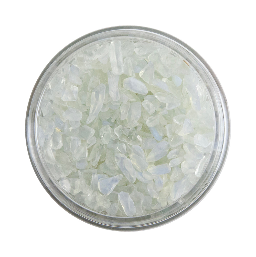 open jar of Crushed Opalite Gemstone - 2.5 oz