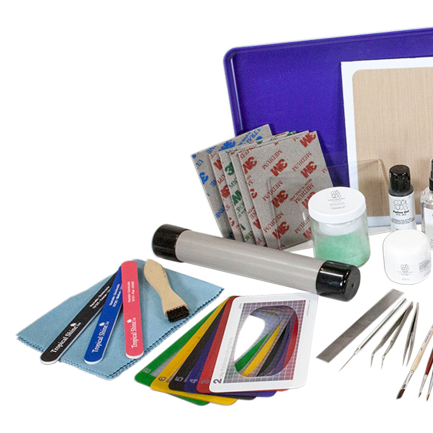 Deluxe Metal Clay Starter Tool Kit with UltraLite Studio Kiln:
UltraLite Studio Kiln (120V)
UltraLite Accessory: Ceramic Inserts for Metal Clay Firing

UltraLite Accessory: Flat Cover
Metal Clay Hot Plate - Large
Curved Burnisher - Wide
Curved Burnisher - Slim
Ball Burnisher - Small
Ball Burnisher - Medium
Ball Burnisher - Large
Scratch Brush - Brass - Buff Style
Lortone® Tumbler - 3lb Rotary 120V (US)
Stainless Steel Shot - 1lb
Cool Tools Clay Thickness Rolling Frame Set - #2, #3, #4, #5, #6, #8
Gray Wonde