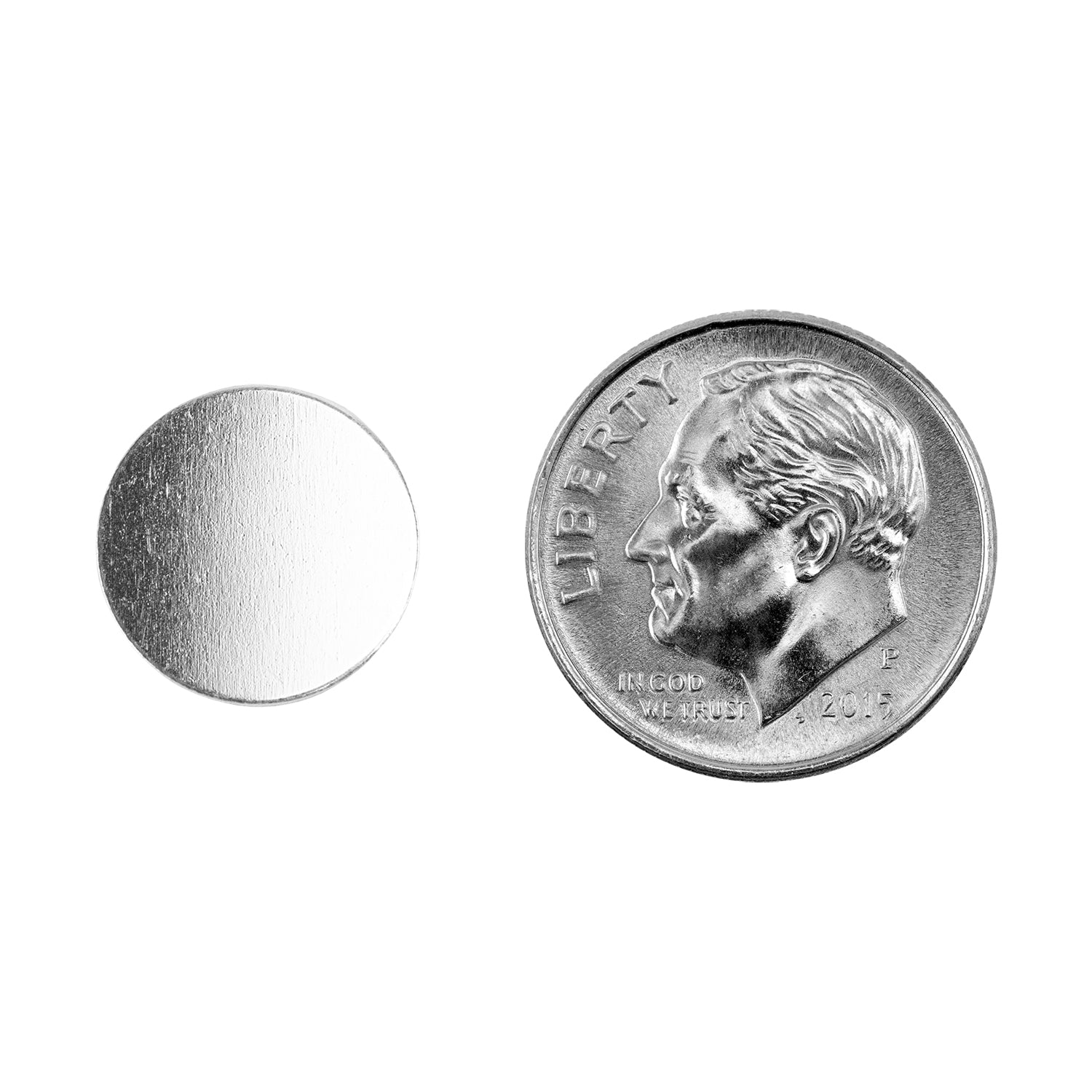 .999 Fine Silver Shape - Circle with dime