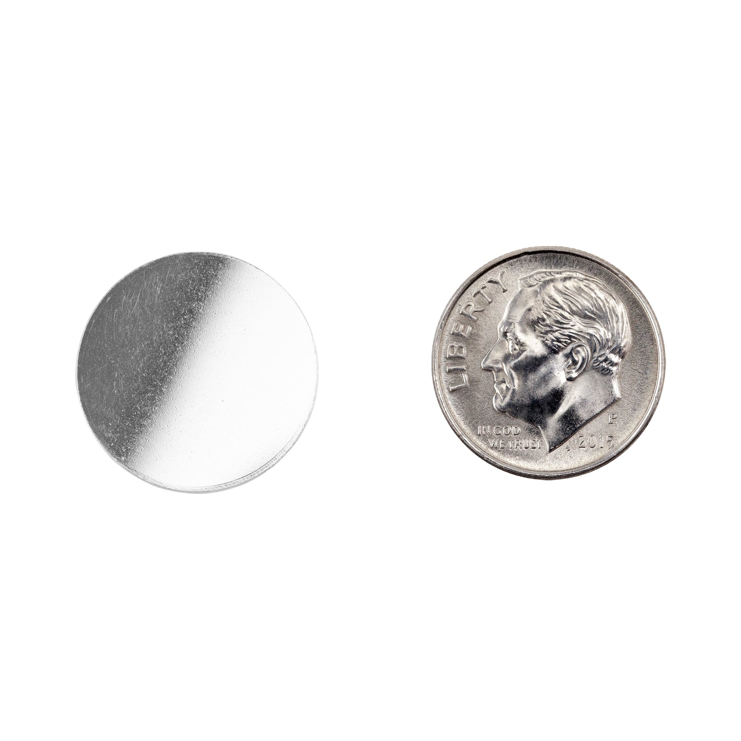 .999 Fine Silver Shape - Circle with dime